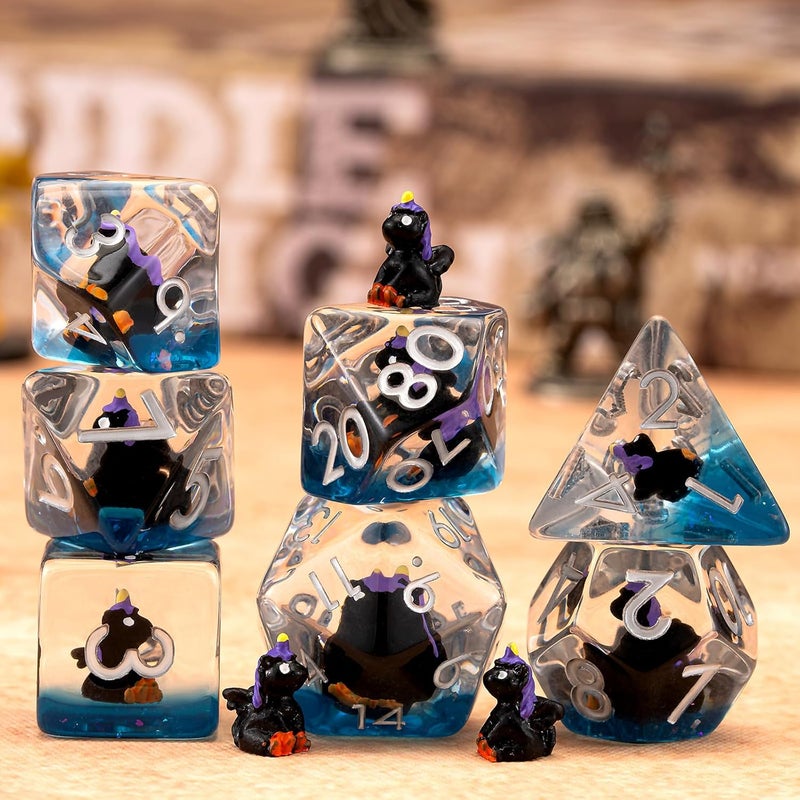 weyano Resin D&D Dice Set, Black Unicorn DND Animal Polyhedral Dice for Dungeons and Dragons, RPG, MTG DND 7-DIE (D4, D6, D8, D10, D12, D20, D%) for Ages 15 and Up - Image 4
